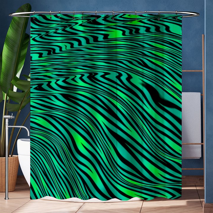 Black and Green Abstract Stripes Pattern Shower Curtain 60  x 72  (Medium) 