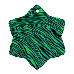 Black And Green Abstract Stripes Pattern Ornament (snowflake) by SpinnyChairDesigns