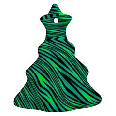 Black And Green Abstract Stripes Pattern Ornament (christmas Tree)  by SpinnyChairDesigns