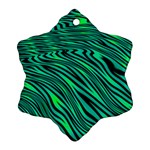 Black and Green Abstract Stripes Pattern Snowflake Ornament (Two Sides) Front