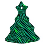 Black and Green Abstract Stripes Pattern Christmas Tree Ornament (Two Sides) Front