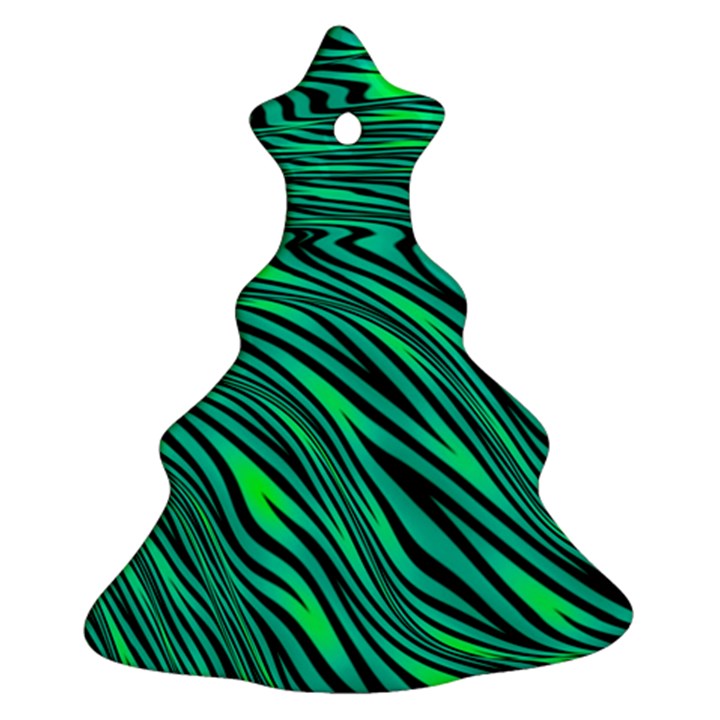 Black and Green Abstract Stripes Pattern Christmas Tree Ornament (Two Sides)