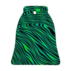 Black And Green Abstract Stripes Pattern Bell Ornament (two Sides) by SpinnyChairDesigns