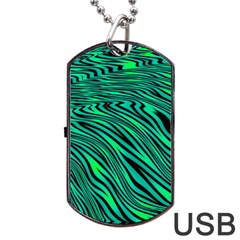 Black And Green Abstract Stripes Pattern Dog Tag Usb Flash (two Sides) by SpinnyChairDesigns