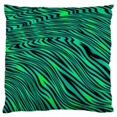 Black And Green Abstract Stripes Pattern Large Cushion Case (one Side) by SpinnyChairDesigns