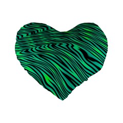 Black And Green Abstract Stripes Pattern Standard 16  Premium Heart Shape Cushions