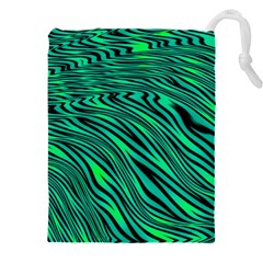 Black And Green Abstract Stripes Pattern Drawstring Pouch (4xl) by SpinnyChairDesigns