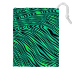 Black and Green Abstract Stripes Pattern Drawstring Pouch (4XL) Front