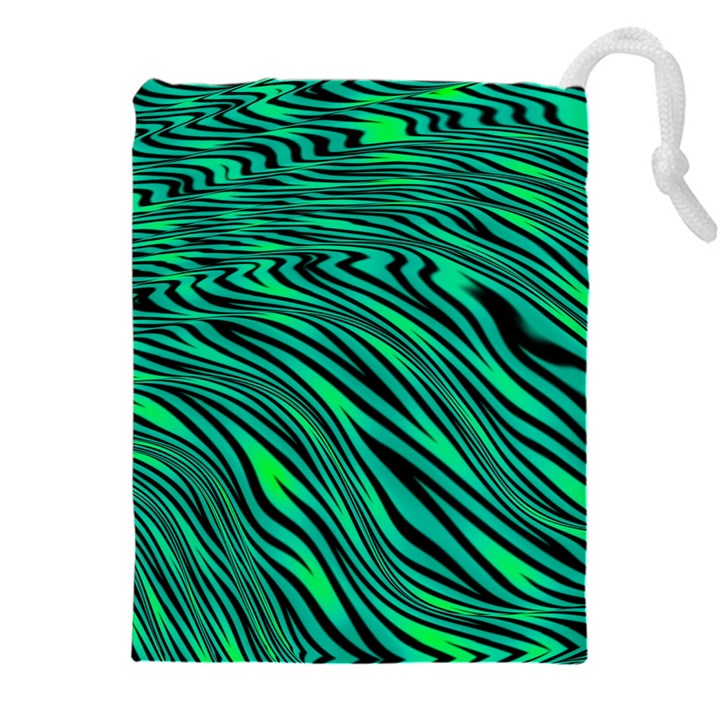 Black and Green Abstract Stripes Pattern Drawstring Pouch (4XL)