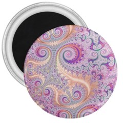 Pastel Pink Intricate Swirls Spirals  3  Magnets by SpinnyChairDesigns