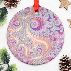 Pastel Pink Intricate Swirls Spirals  Ornament (round) by SpinnyChairDesigns