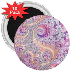 Pastel Pink Intricate Swirls Spirals  3  Magnets (10 Pack)  by SpinnyChairDesigns