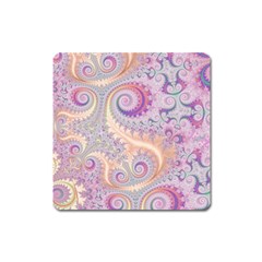 Pastel Pink Intricate Swirls Spirals  Square Magnet by SpinnyChairDesigns