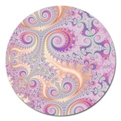 Pastel Pink Intricate Swirls Spirals  Magnet 5  (round) by SpinnyChairDesigns