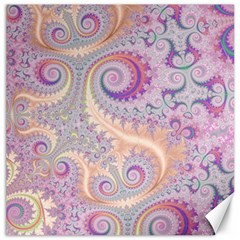 Pastel Pink Intricate Swirls Spirals  Canvas 16  X 16  by SpinnyChairDesigns