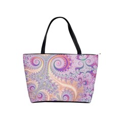 Pastel Pink Intricate Swirls Spirals  Classic Shoulder Handbag by SpinnyChairDesigns