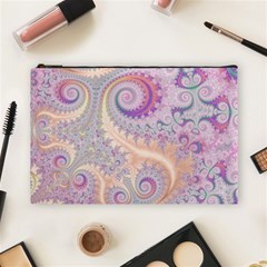 Pastel Pink Intricate Swirls Spirals  Cosmetic Bag (large) by SpinnyChairDesigns