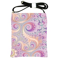 Pastel Pink Intricate Swirls Spirals  Shoulder Sling Bag by SpinnyChairDesigns