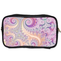 Pastel Pink Intricate Swirls Spirals  Toiletries Bag (two Sides) by SpinnyChairDesigns