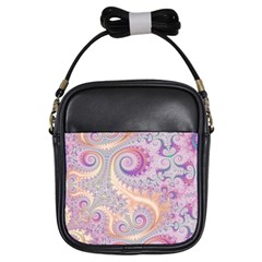 Pastel Pink Intricate Swirls Spirals  Girls Sling Bag by SpinnyChairDesigns