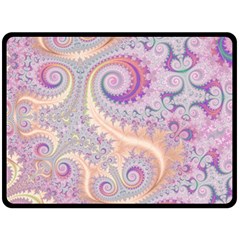 Pastel Pink Intricate Swirls Spirals  Fleece Blanket (large)  by SpinnyChairDesigns