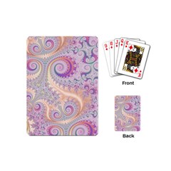 Pastel Pink Intricate Swirls Spirals  Playing Cards Single Design (mini) by SpinnyChairDesigns