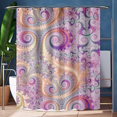 Pastel Pink Intricate Swirls Spirals  Shower Curtain 60  X 72  (medium)  by SpinnyChairDesigns