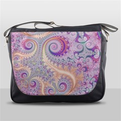 Pastel Pink Intricate Swirls Spirals  Messenger Bag by SpinnyChairDesigns