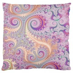 Pastel Pink Intricate Swirls Spirals  Large Cushion Case (one Side) by SpinnyChairDesigns