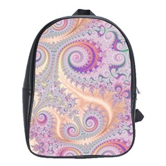 Pastel Pink Intricate Swirls Spirals  School Bag (xl) by SpinnyChairDesigns