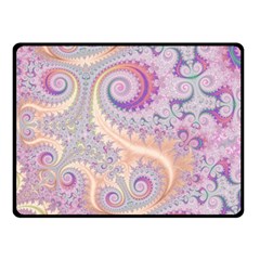 Pastel Pink Intricate Swirls Spirals  Double Sided Fleece Blanket (small)  by SpinnyChairDesigns