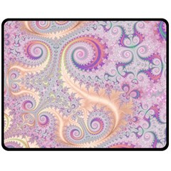 Pastel Pink Intricate Swirls Spirals  Double Sided Fleece Blanket (medium)  by SpinnyChairDesigns