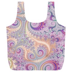 Pastel Pink Intricate Swirls Spirals  Full Print Recycle Bag (xl) by SpinnyChairDesigns