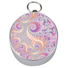 Pastel Pink Intricate Swirls Spirals  Silver Compasses by SpinnyChairDesigns