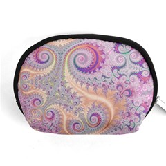 Pastel Pink Intricate Swirls Spirals  Accessory Pouch (medium) by SpinnyChairDesigns