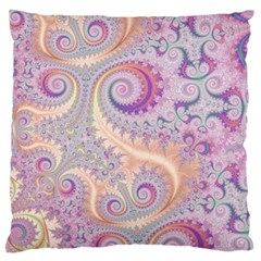 Pastel Pink Intricate Swirls Spirals  Large Flano Cushion Case (two Sides) by SpinnyChairDesigns