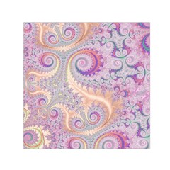 Pastel Pink Intricate Swirls Spirals  Small Satin Scarf (square) by SpinnyChairDesigns