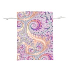 Pastel Pink Intricate Swirls Spirals  Lightweight Drawstring Pouch (l) by SpinnyChairDesigns