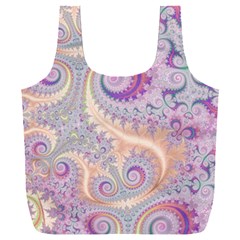 Pastel Pink Intricate Swirls Spirals  Full Print Recycle Bag (xxxl) by SpinnyChairDesigns