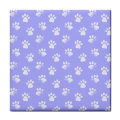 Animal Cat Dog Paw Prints Pattern Tile Coaster by SpinnyChairDesigns