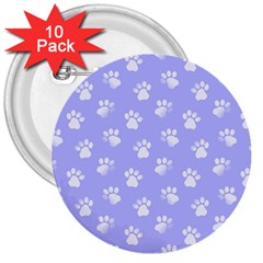 Animal Cat Dog Paw Prints Pattern 3  Buttons (10 Pack)  by SpinnyChairDesigns