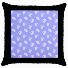 Animal Cat Dog Paw Prints Pattern Throw Pillow Case (black) by SpinnyChairDesigns