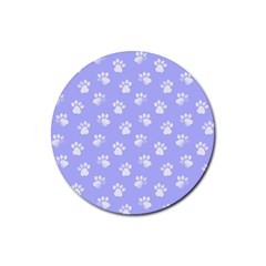 Animal Cat Dog Paw Prints Pattern Rubber Coaster (round)  by SpinnyChairDesigns