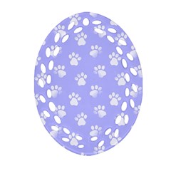 Animal Cat Dog Paw Prints Pattern Oval Filigree Ornament (two Sides) by SpinnyChairDesigns