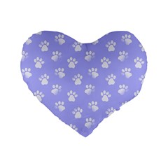 Animal Cat Dog Paw Prints Pattern Standard 16  Premium Heart Shape Cushions by SpinnyChairDesigns