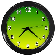 Avocado Ombre Green Yellow Gradient Wall Clock (black) by SpinnyChairDesigns