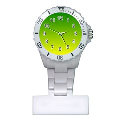 Avocado Ombre Green Yellow Gradient Plastic Nurses Watch by SpinnyChairDesigns