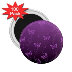 Purple Butterflies Pattern 2 25  Magnets (100 Pack)  by SpinnyChairDesigns