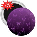 Purple Butterflies Pattern 3  Magnets (10 pack)  Front