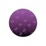 Purple Butterflies Pattern Magnet 3  (Round) Front